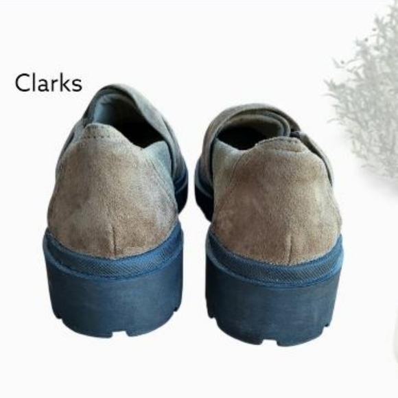 Clarks Calla Style Ruch Leather Suede Flat Loafer Dress Shoe Olive Tan Women 9.5 - Picture 4 of 9